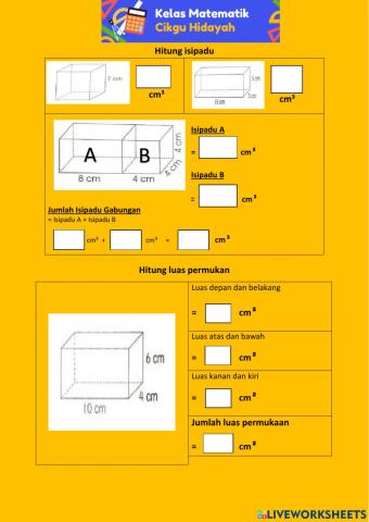 Tahun 6 : Luas Permukaan dan Isipadu
