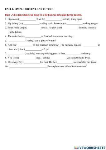 Grade 7- simple present and future tense