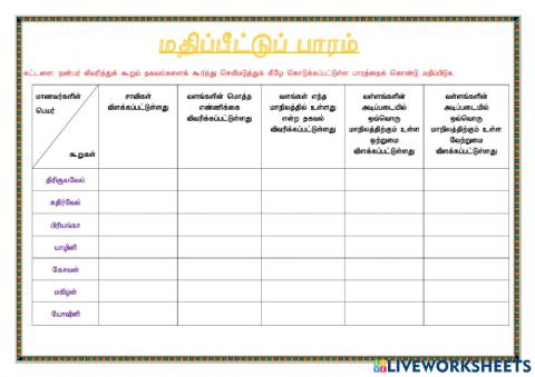 மதிப்பீட்டுப் பாரம்