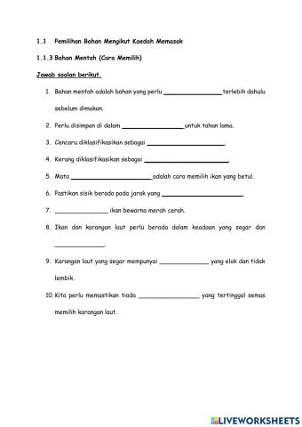 Bahan Mentah (Cara Memilih)