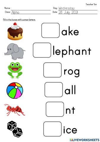 Letter Aa to Letter Ff