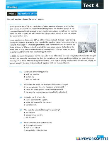 6E 25.7 Reading part 3 - test 4