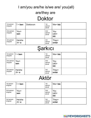 Turkish personal suffixes I am-you are...