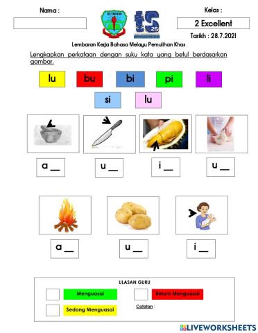 Kemahiran 6 : Perkataan V+KV