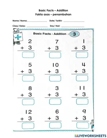 Basic facts - addition 3