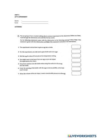 Unit 5  : let's experiment