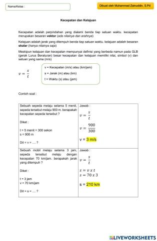 LKPD Kecepatan dan Kelajuan