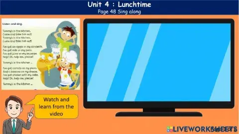 Lunchtime (4) page 48 Sing Along -listen and number