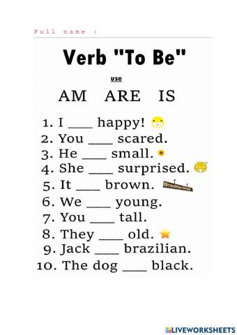 Verb to be activity
