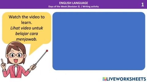 Days of the Week (Revision 3) Writing sentences