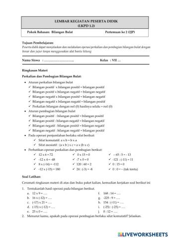 Perkalian dan Pembagian Bilangan