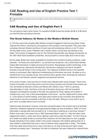 Advanced Reading Practice test 5-8 test 1