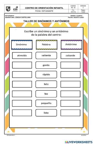 Sinonimos y antonimos