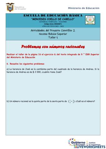 Problemas con números racionales