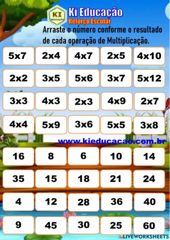 Multiplicação - Arraste 3º ano Masc.