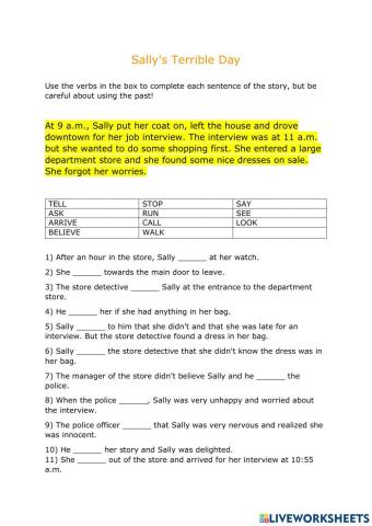 Sally's terrible day