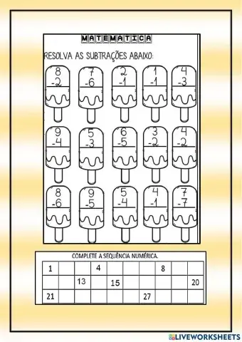 Subtração e sequência numérica