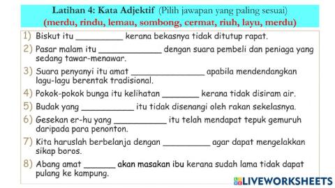 Kata Adjektif Latihan 4