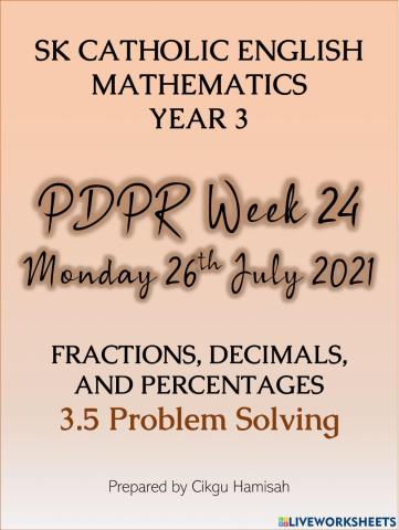 Mathematics Year 3 PdPR Week 24 Monday 26th July 2021 - UNIT 3 - 3.5 Problem Solving