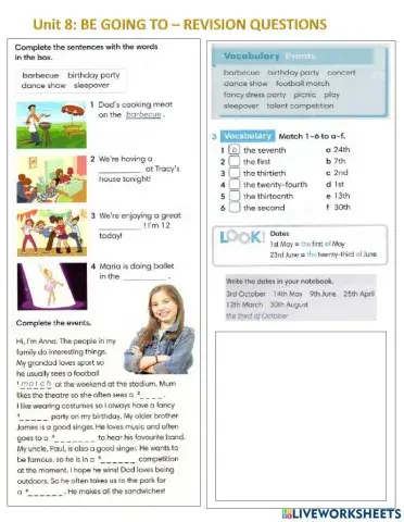 Unit 8 be going to + revision questions