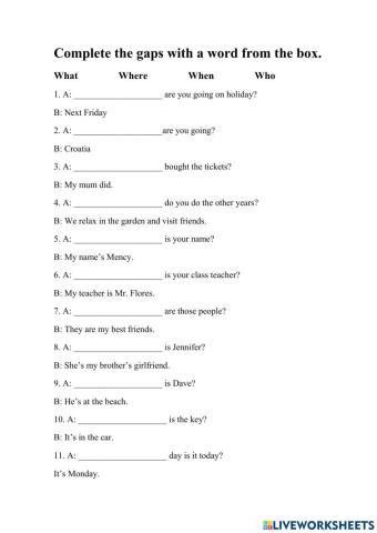 Wh-questions (Simple Present Tense)