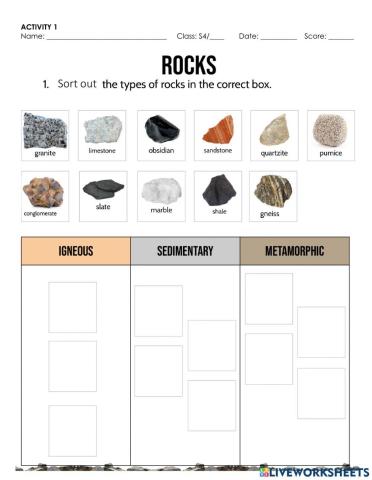 Activity 1 Rocks