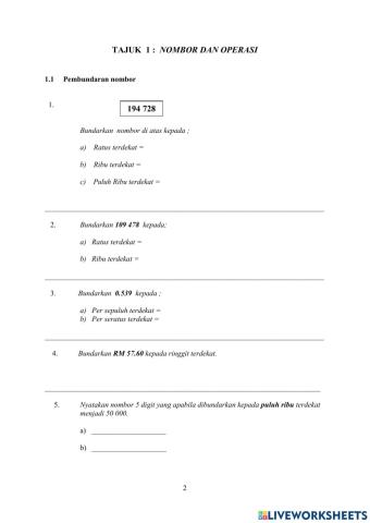 Nombor dan operasi