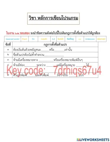 กฎการตั้งชื่อตัวแปร รอบสอง