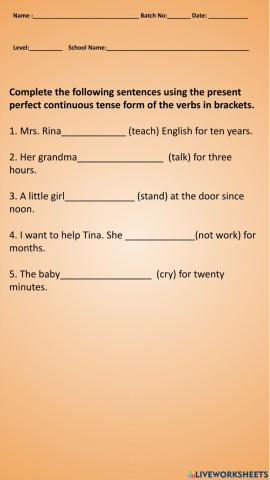 Present perfect continuous