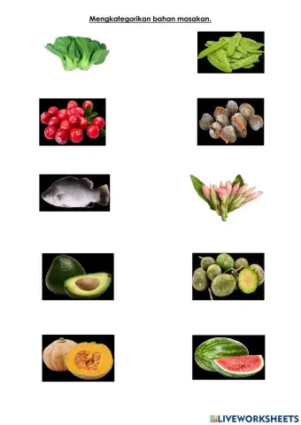 Mengkategorikan bahan masakan.