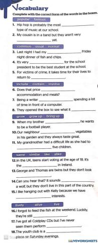 Being A Teen (Vocabulary)