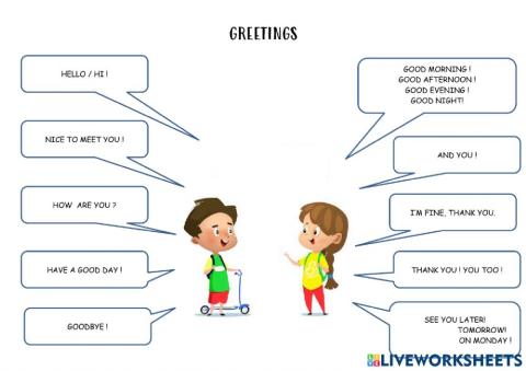 Greetings listen and repeat