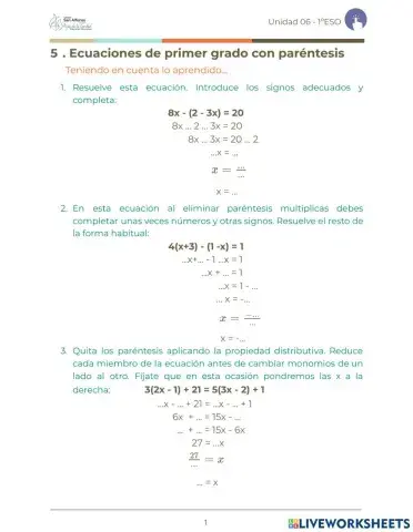 Ecuaciones de primer grado con paréntesis