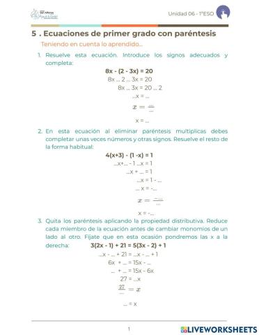 Ecuaciones de primer grado con paréntesis