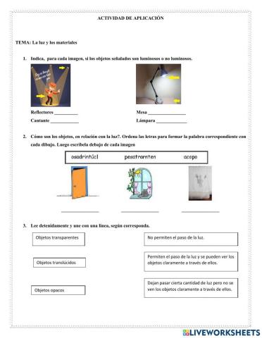 La luz y los materiales