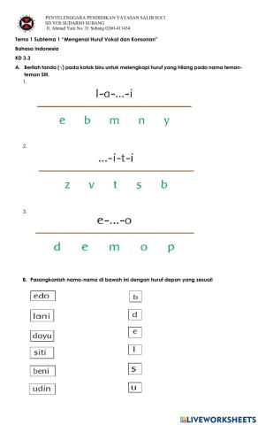 Bahasa Indonesia Mengidentifikasi Huruf Vokal