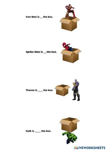 Prepositions of place with Marvel