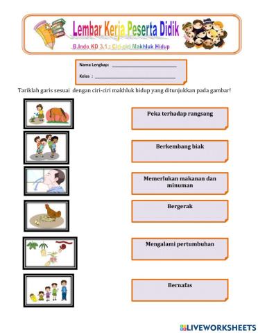 Lkpd b.indo : ciri-ciri makhluk hidup