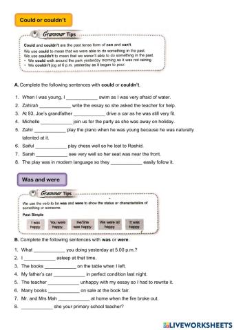 Could-couldn't, was-were