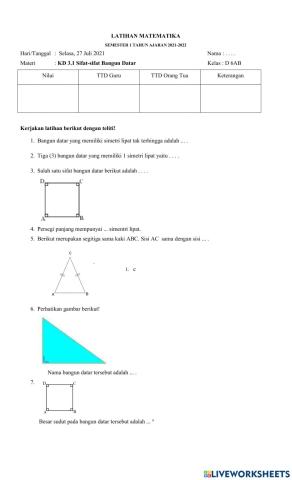 Sifat-sifat bangun datar