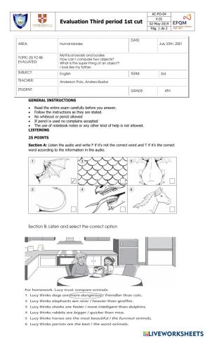 3rd term first cut exam 4th