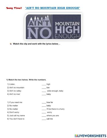 Song:-Ain't No Mountain High Enough-