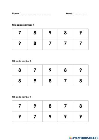 Nombor bulat 7hingga 9