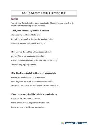 CAE listening part 3