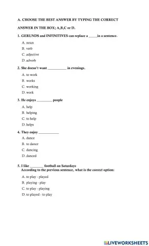 Gerunds and To Infinitives (likes-dislikes)