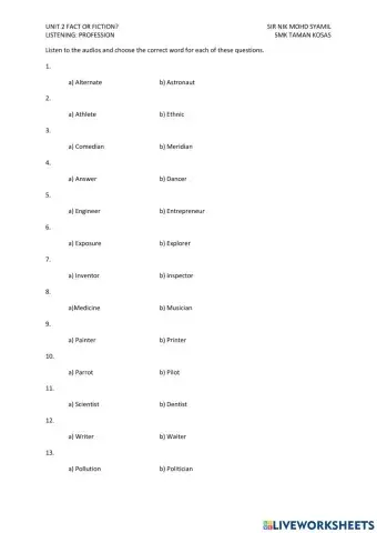 Listening: Profession