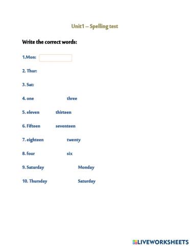CP3-Unit1 - Spelling test