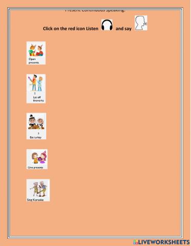 Present continuous speaking Christmas