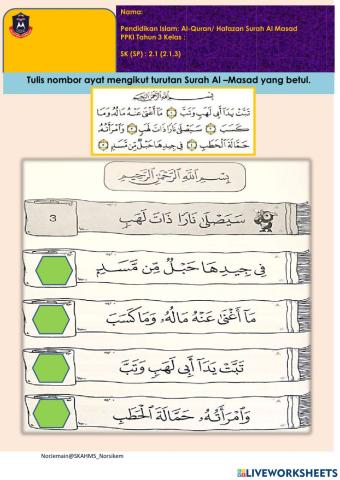 M27 hafazan surah al masad (2.1.3) ppki thn 3