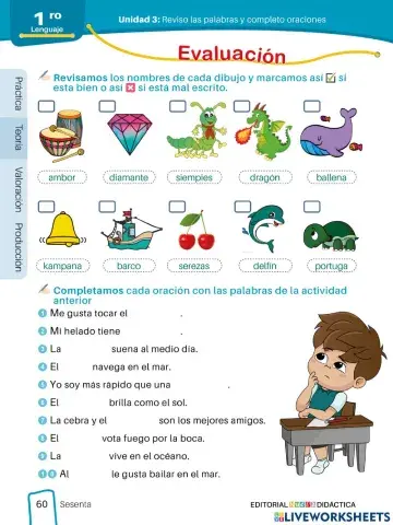 Palabras y oraciones con las letras B, T, C y D